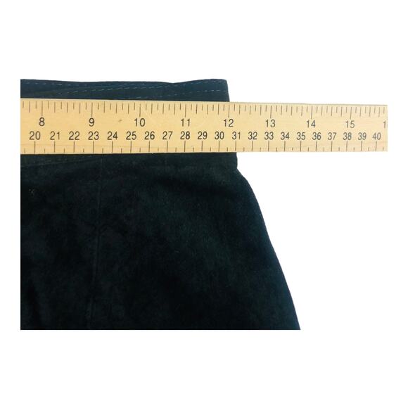 3580 Women Black Suede Leather Pencil Skirt Mini High Ris 7/8 Vintage 90’s - Picture 7 of 10
